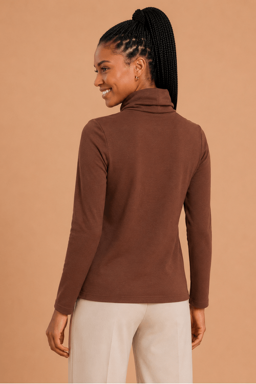 Blusa malha Liocel max gola CAFE.
